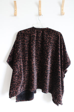 Cuddl Duds Brown Animal Print Pancho Cardigan | S/M