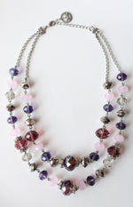 Trifari Purple Glass Beaded Layered Necklace