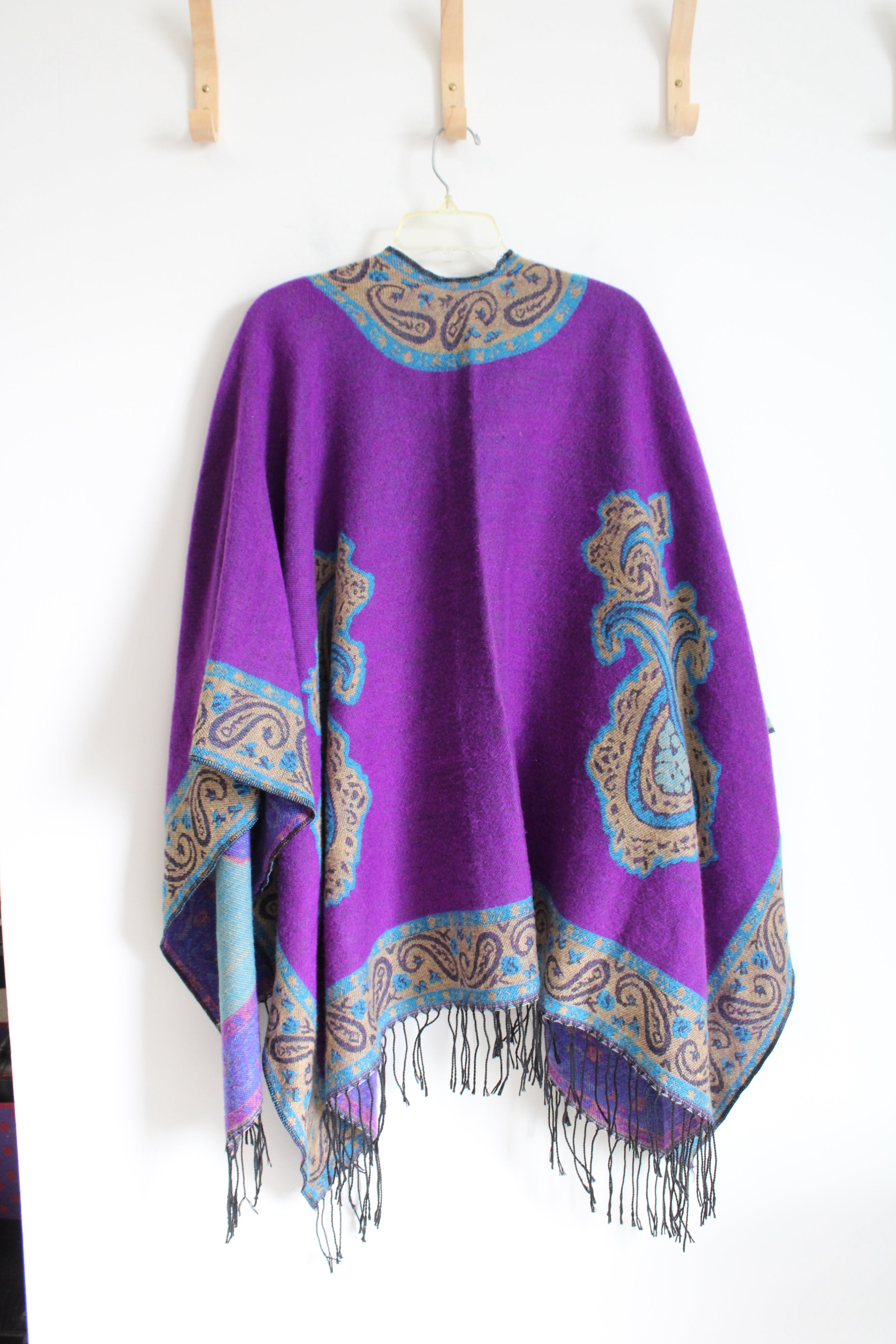 Purple Fringed Poncho Cardigan | OS