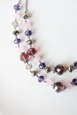 Trifari Purple Glass Beaded Layered Necklace