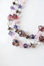 Trifari Purple Glass Beaded Layered Necklace