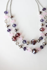 Trifari Purple Glass Beaded Layered Necklace