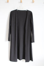 Long Black Ribbed Cardigan | XL