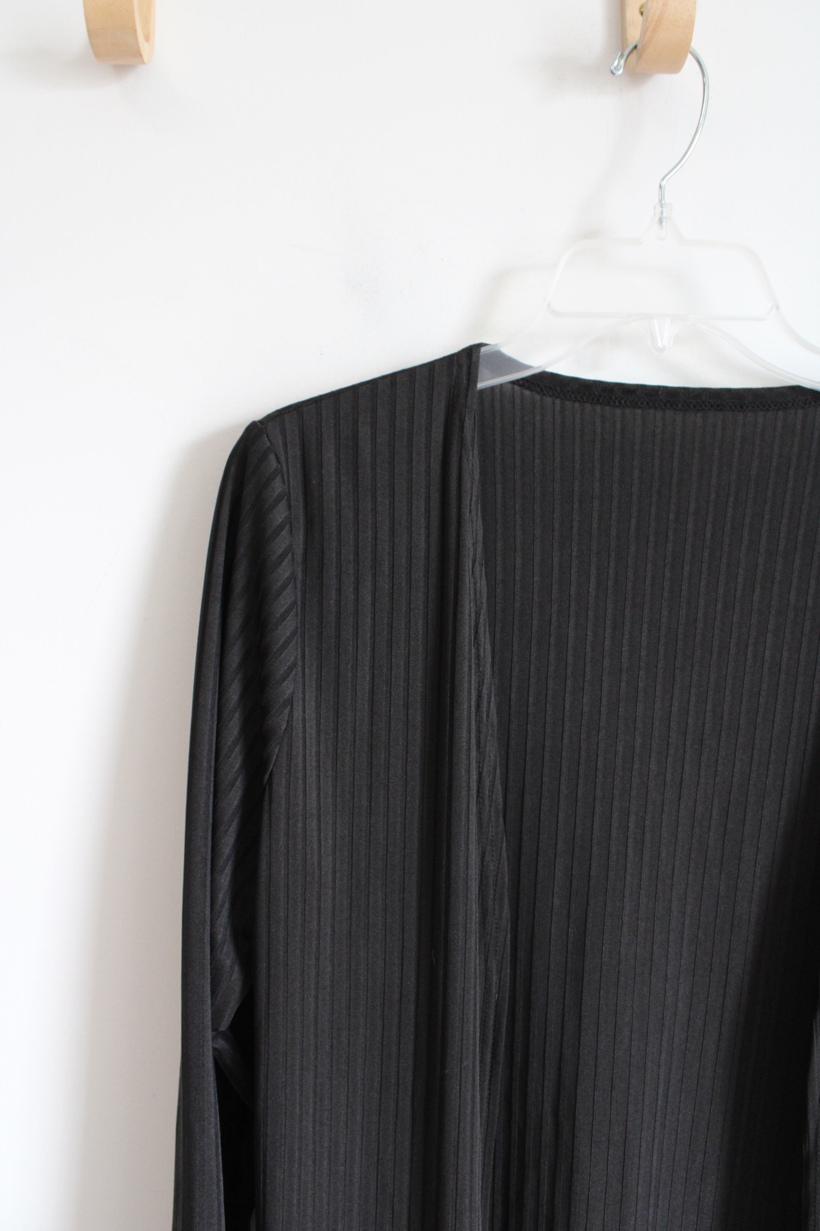 Long Black Ribbed Cardigan | XL