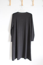 Long Black Ribbed Cardigan | XL