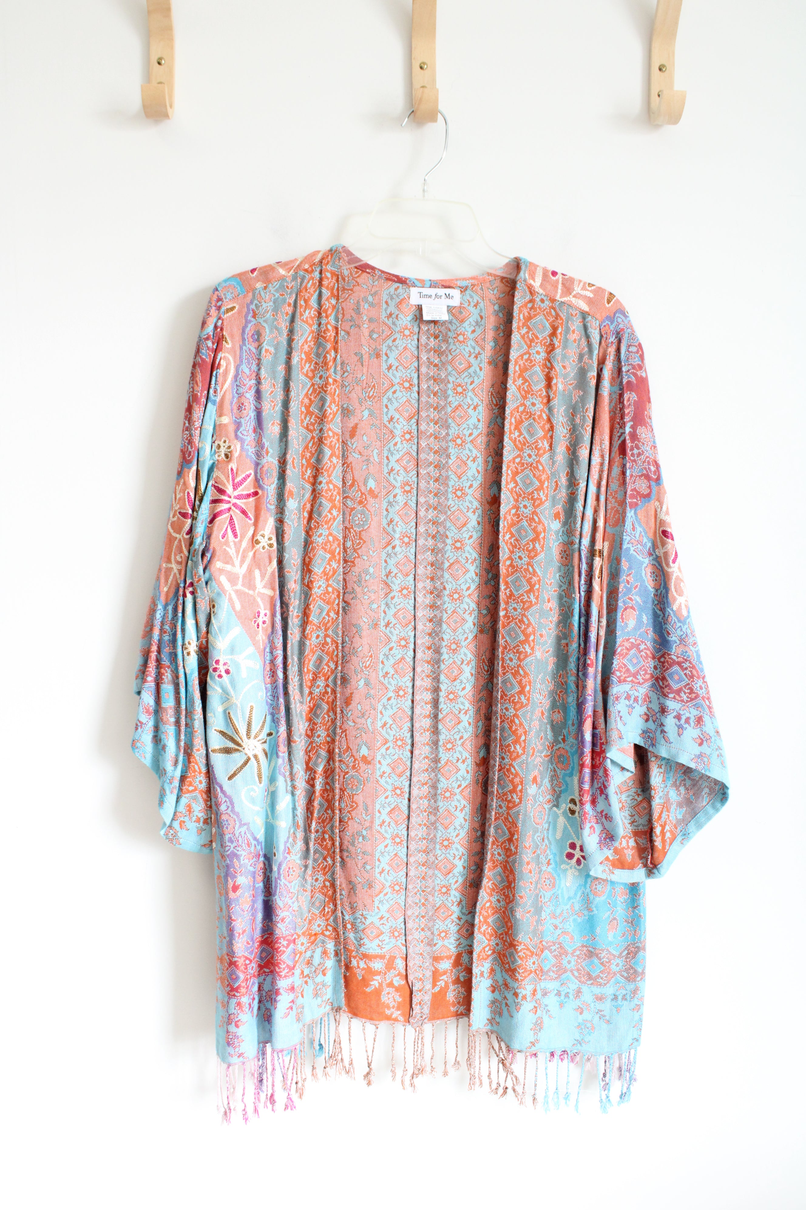 Time For Me Blue and Orange Embellished Cardigan | M