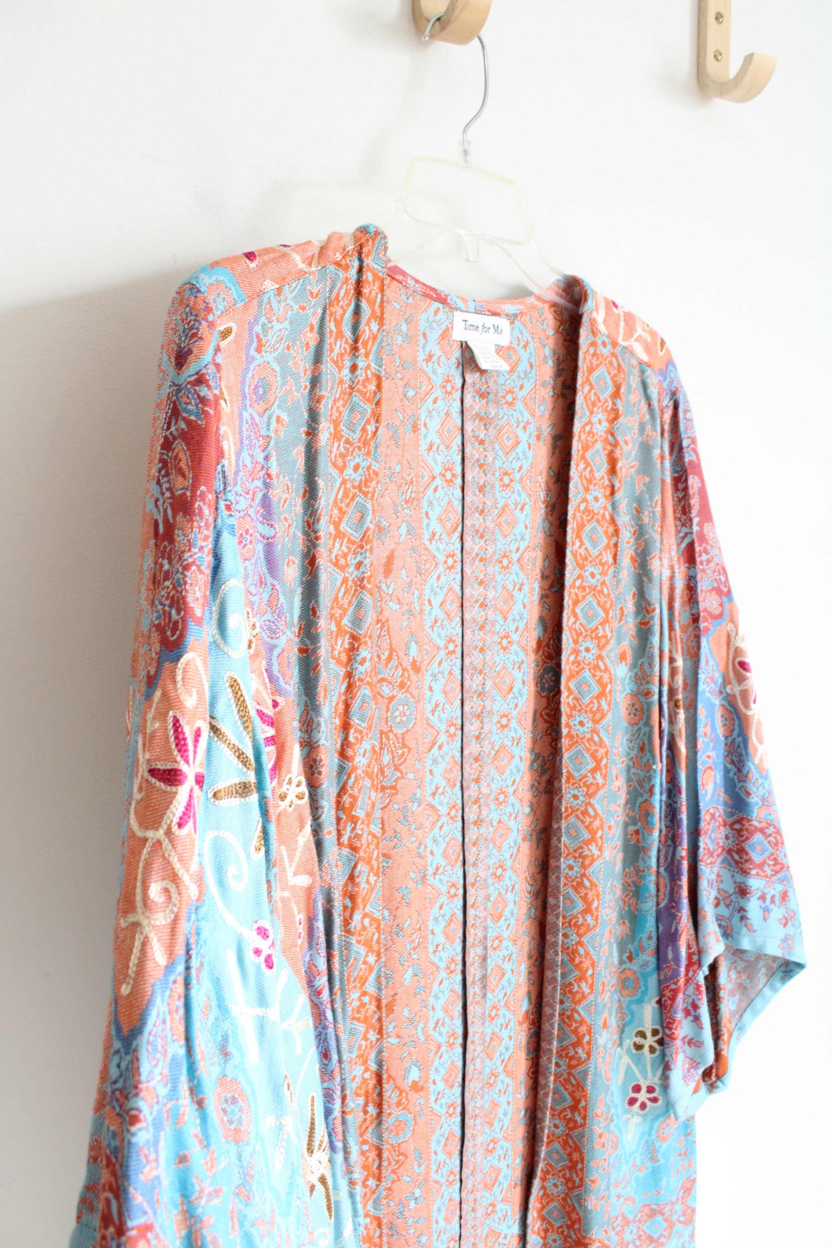 Time For Me Blue and Orange Embellished Cardigan | M