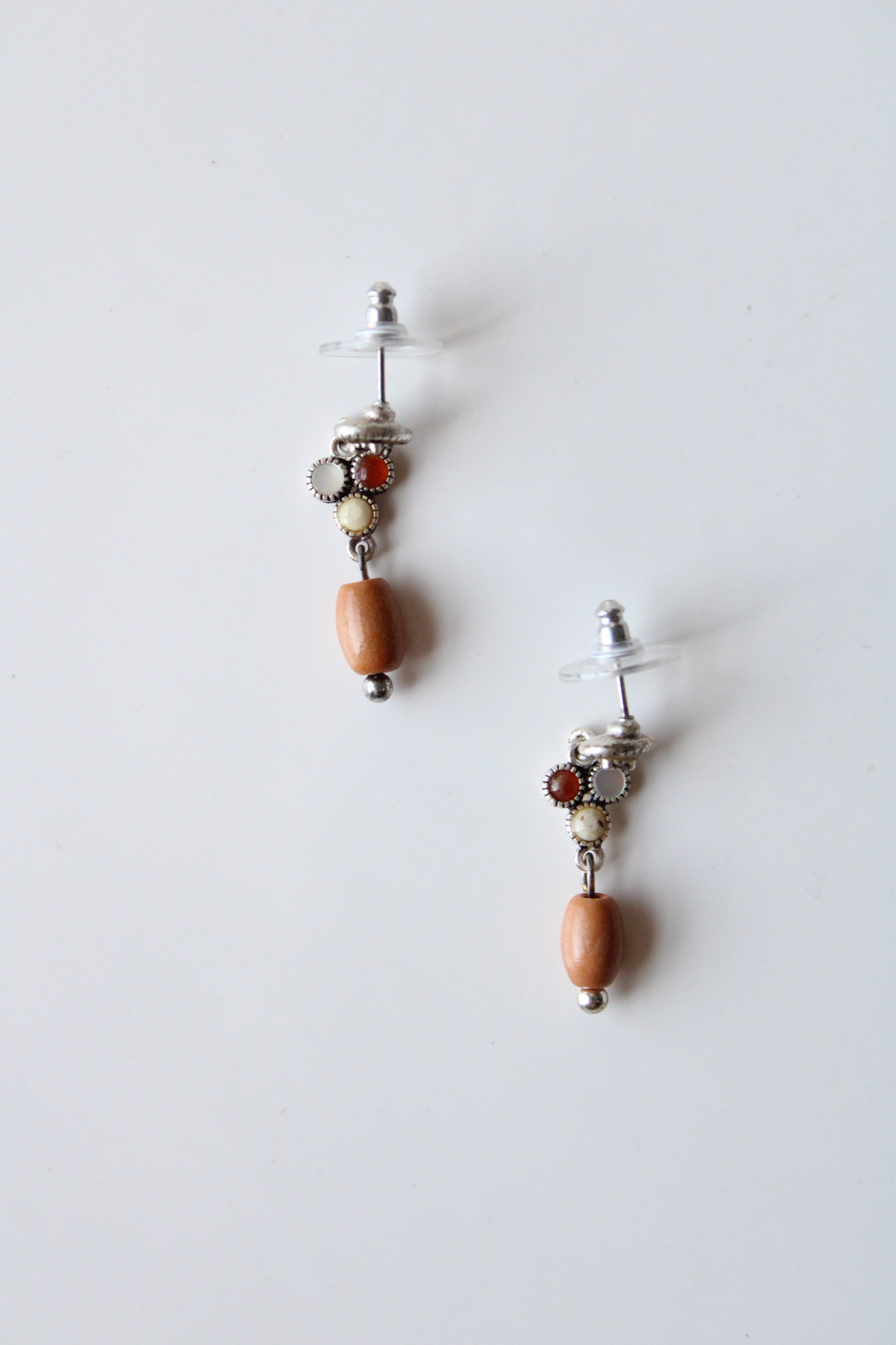 NEW Liz Claiborne Wooden Beaded Dangle Stud Earrings