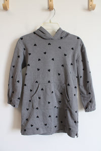 Old Navy Gray & Black Heart Hoodie Dress | Youth S (6/7)