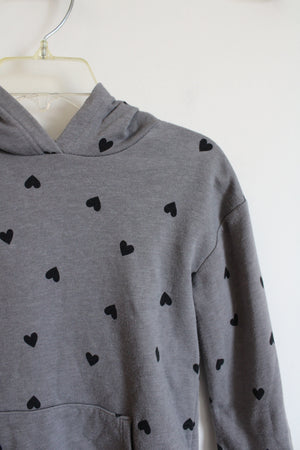 Old Navy Gray & Black Heart Hoodie Dress | Youth S (6/7)