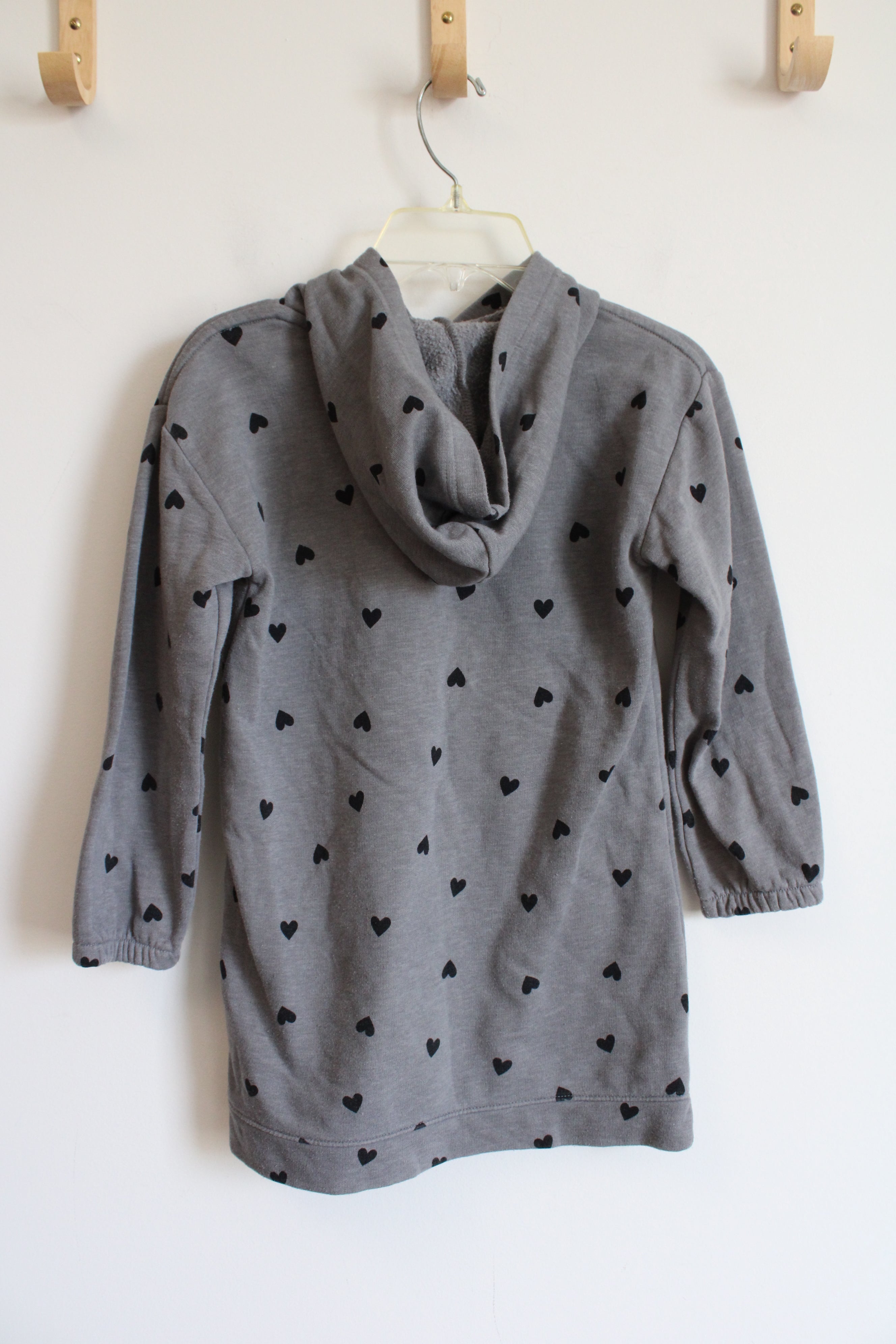 Old Navy Gray & Black Heart Hoodie Dress | Youth S (6/7)