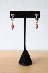 NEW Liz Claiborne Wooden Beaded Dangle Stud Earrings