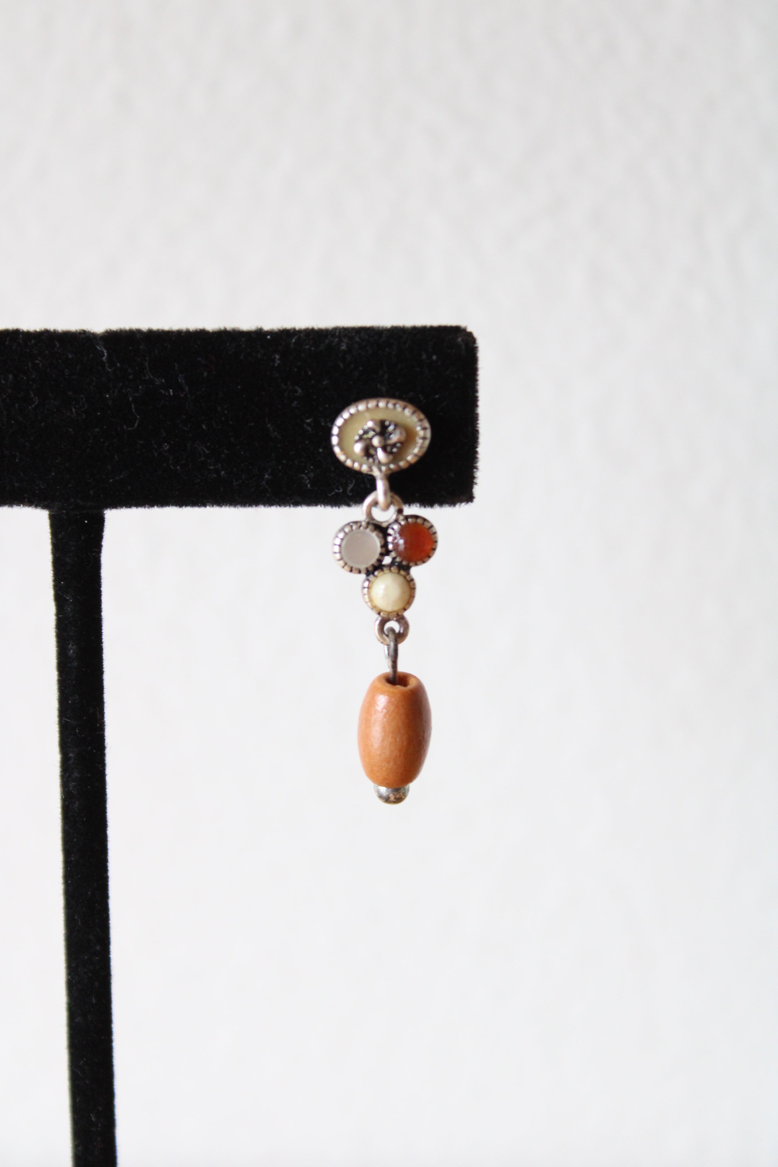 NEW Liz Claiborne Wooden Beaded Dangle Stud Earrings