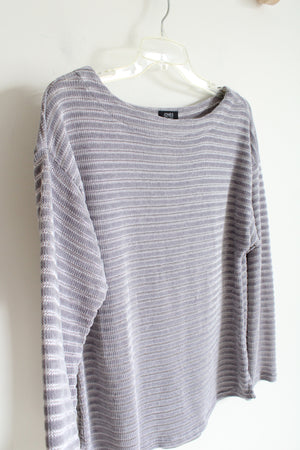 Jones New York Silver Ribbed Sweater Top | M