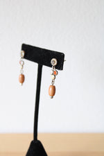 NEW Liz Claiborne Wooden Beaded Dangle Stud Earrings