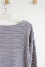 Jones New York Silver Ribbed Sweater Top | M