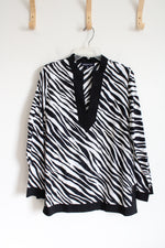 Jones New York Black and White Patterned Top | L