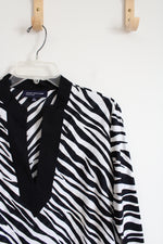 Jones New York Black and White Patterned Top | L