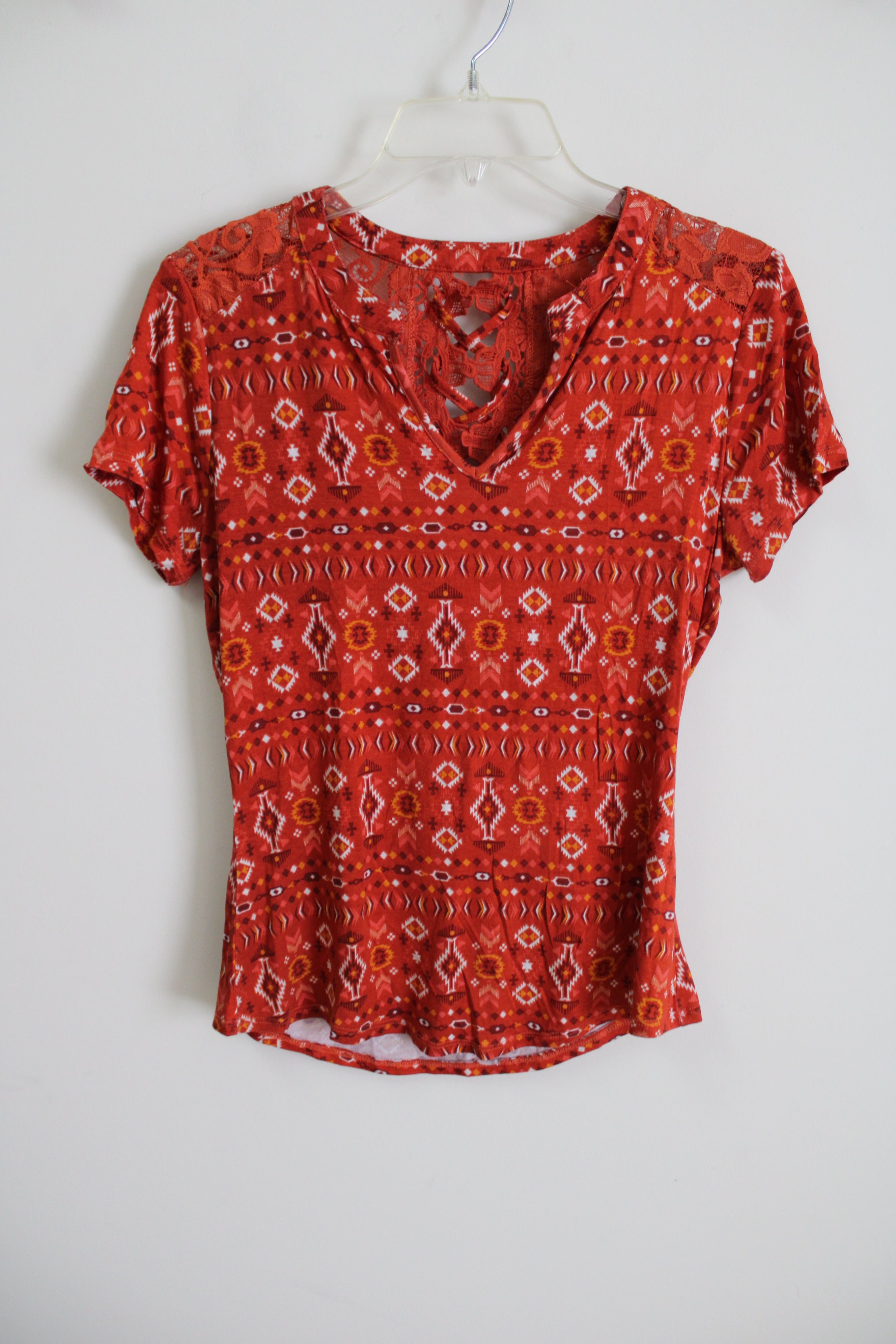 No Boundaries Orange Aztec Top | M