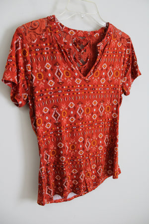 No Boundaries Orange Aztec Top | M