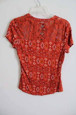 No Boundaries Orange Aztec Top | M