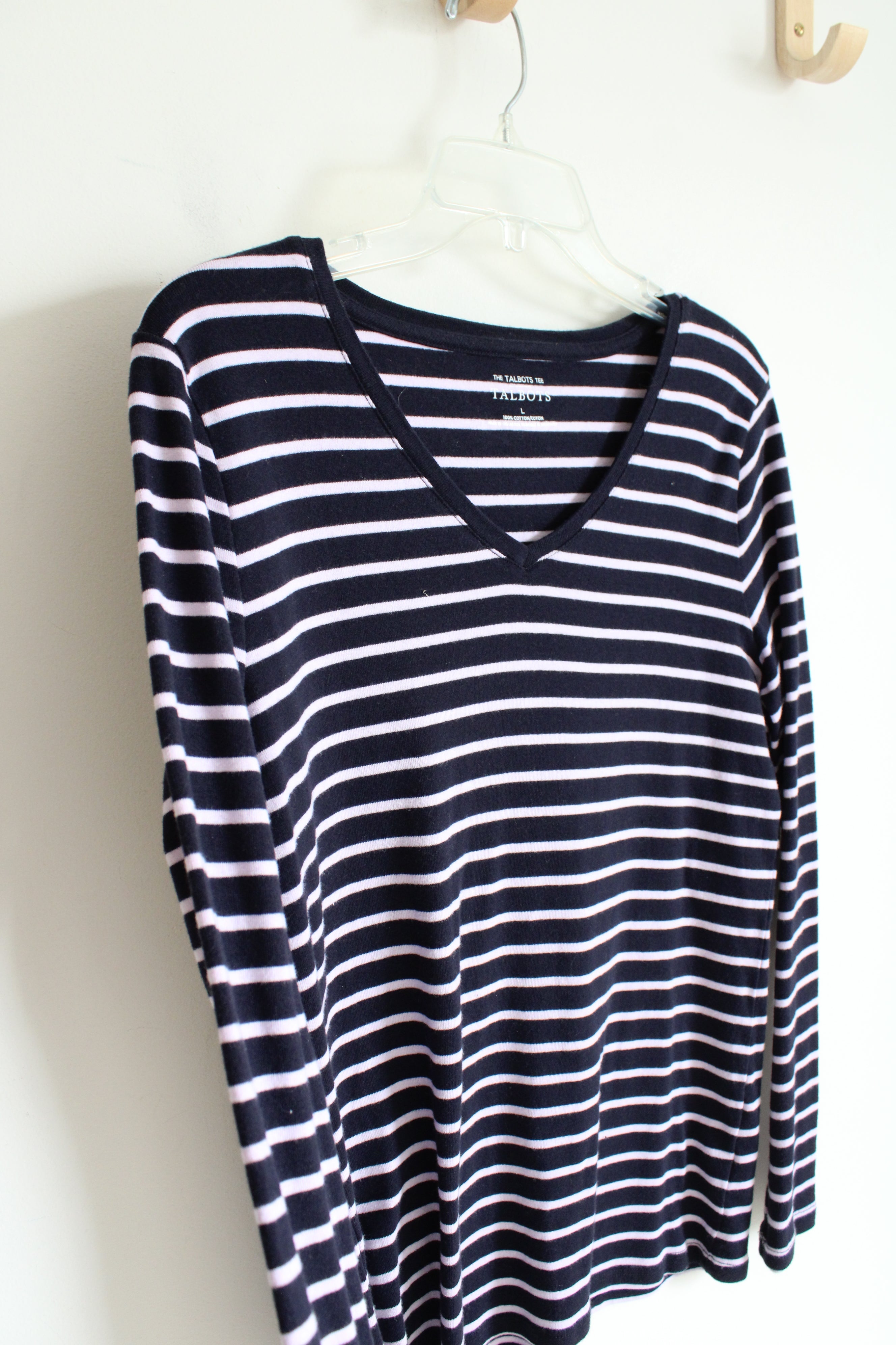 Talbots Blue and White Striped Tee | L