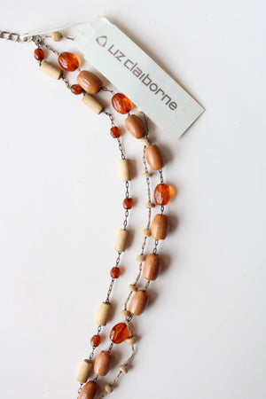 NEW Liz Claiborne Wooden Beaded Necklace