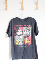 Disney Gray Blue Short Sleeved Mickey Mouse Shirt | M