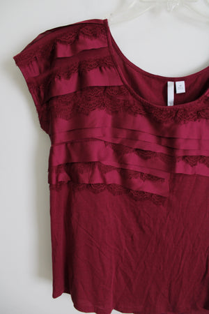 Lauren Conrad Maroon Lace Layered Top | M