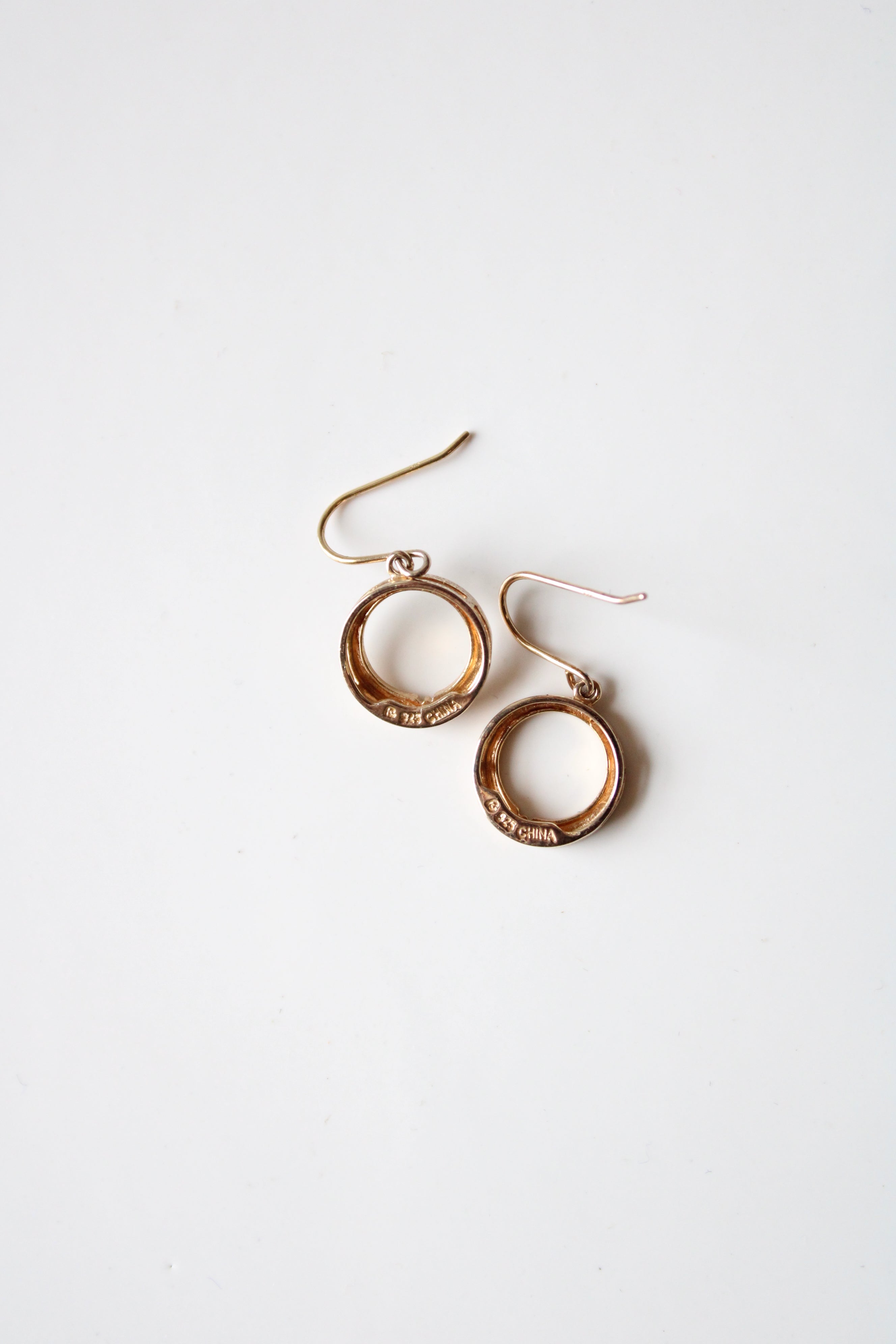 Gold Tone Sterling Silver Circle Earrings