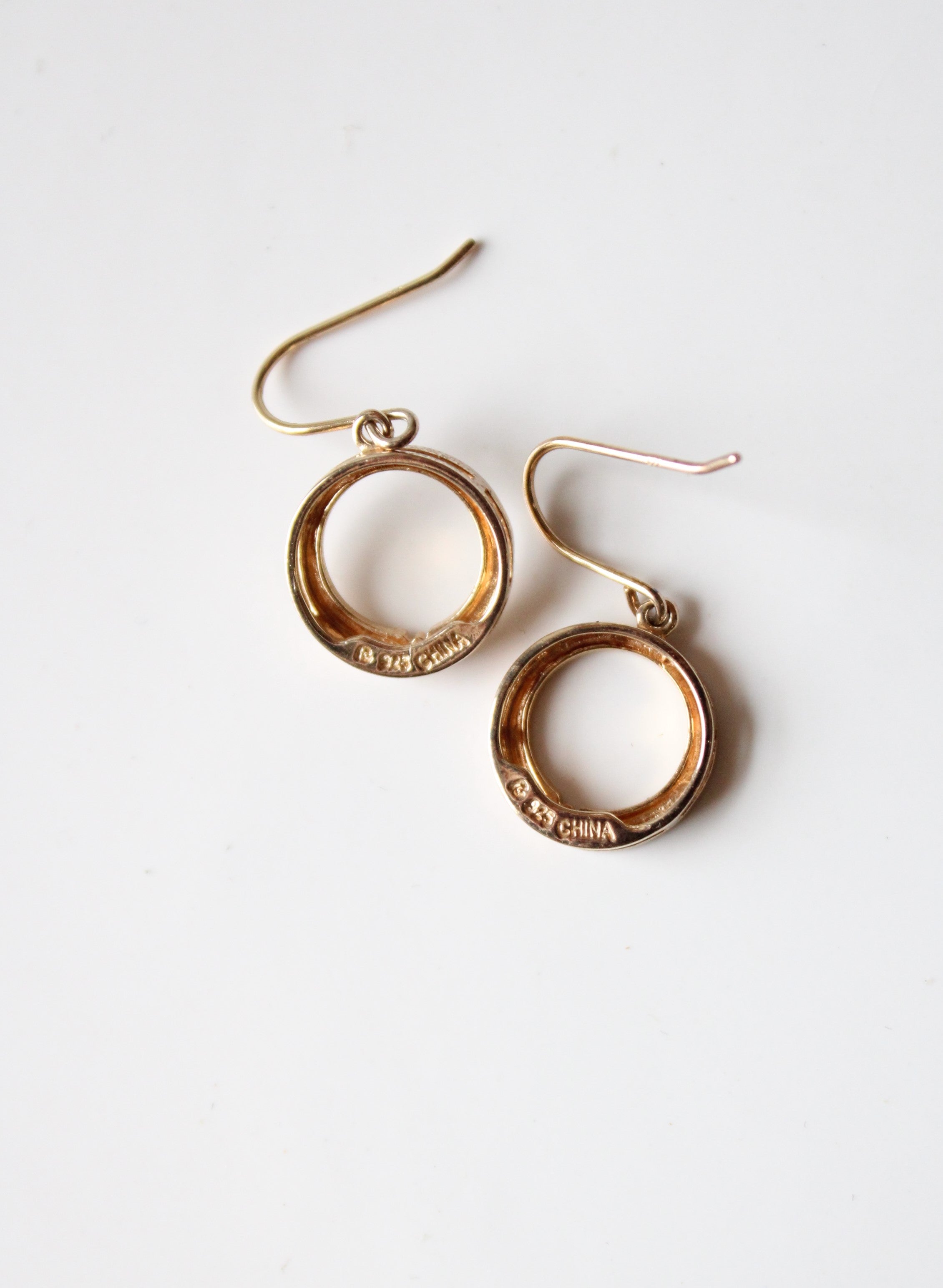 Gold Tone Sterling Silver Circle Earrings