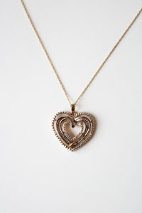 Heart Diamond Accent Two-Toned Sterling Silver Heart Pendant Necklace