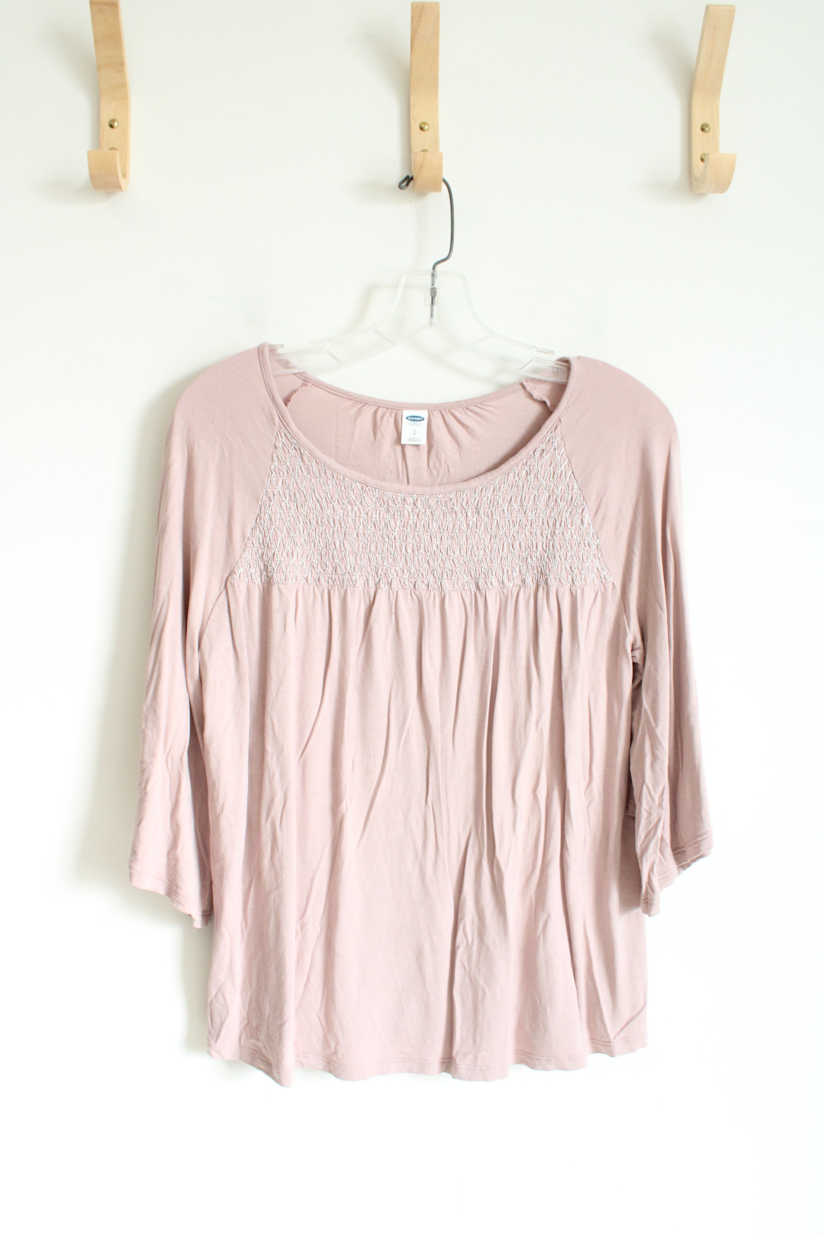 Old Navy Soft Pink Smocked Top | S