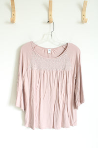 Old Navy Soft Pink Smocked Top | S