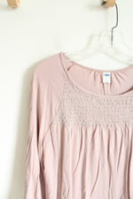 Old Navy Soft Pink Smocked Top | S