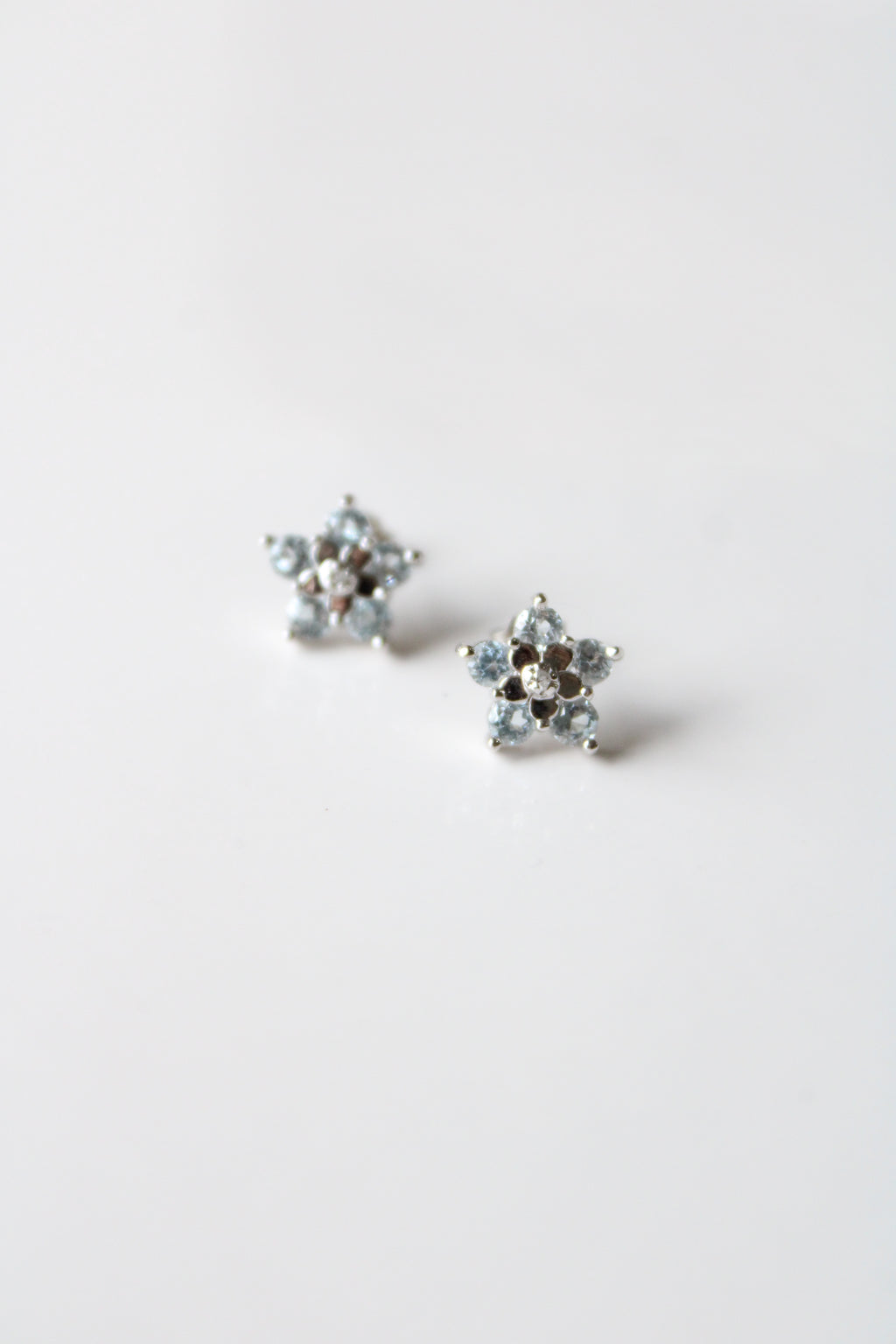 Blue Topaz Flower Sterling Silver Stud Earrings