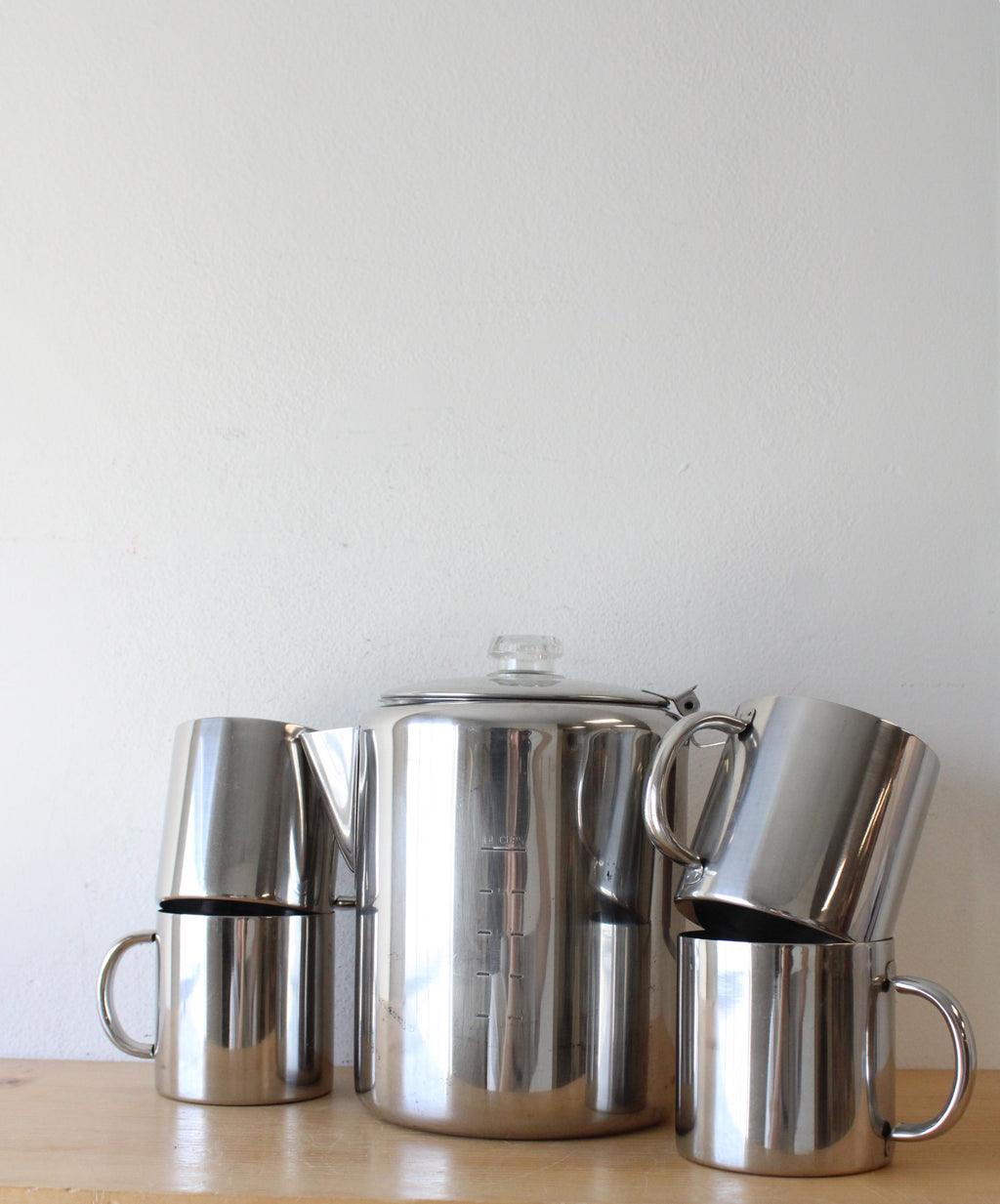 Wenzel 14 Cup Stainless Steel Camping Percolator & 4 Mug Set