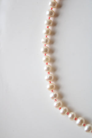 Genuine Ivory Pearl & Pink Beaded Necklace & Earring Set