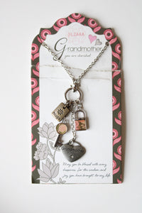 NEW Jilzara Grandmother Charm Silver Necklace