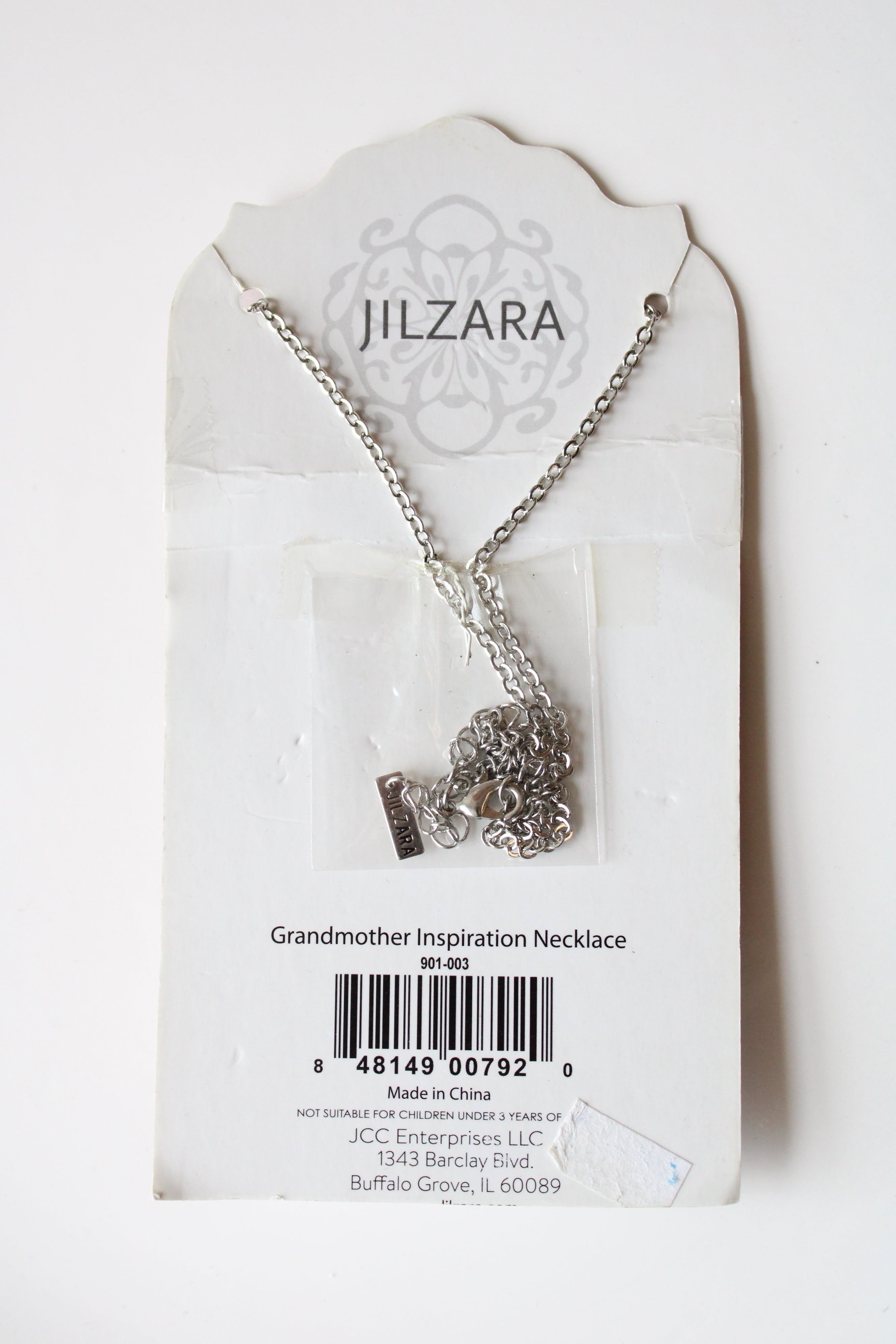 NEW Jilzara Grandmother Charm Silver Necklace