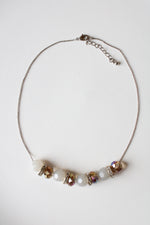 Champagne & Gray Glass Beaded Necklace