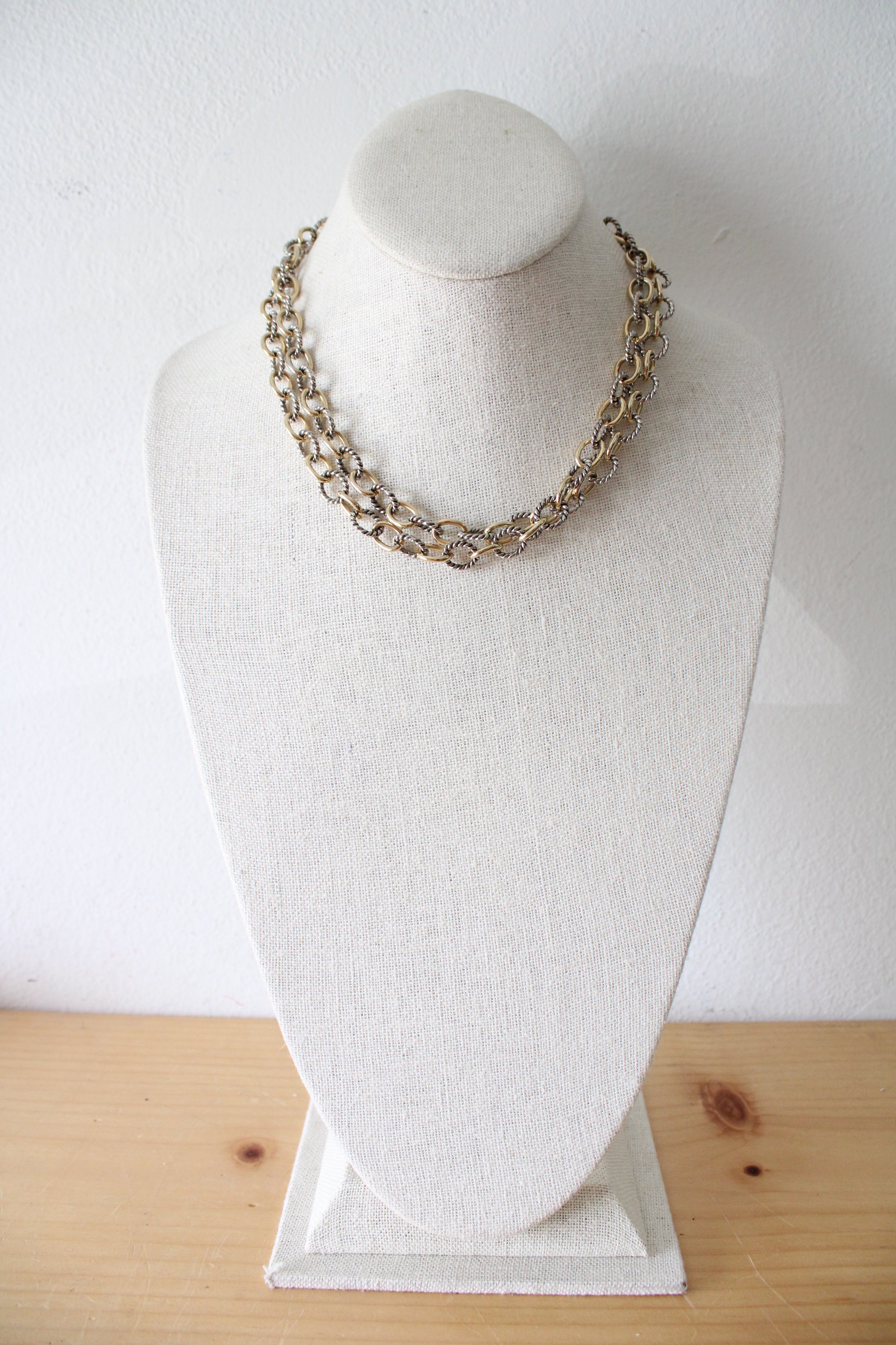 Two-Tone Gold & Silver Chain Necklace & Bracelet Set