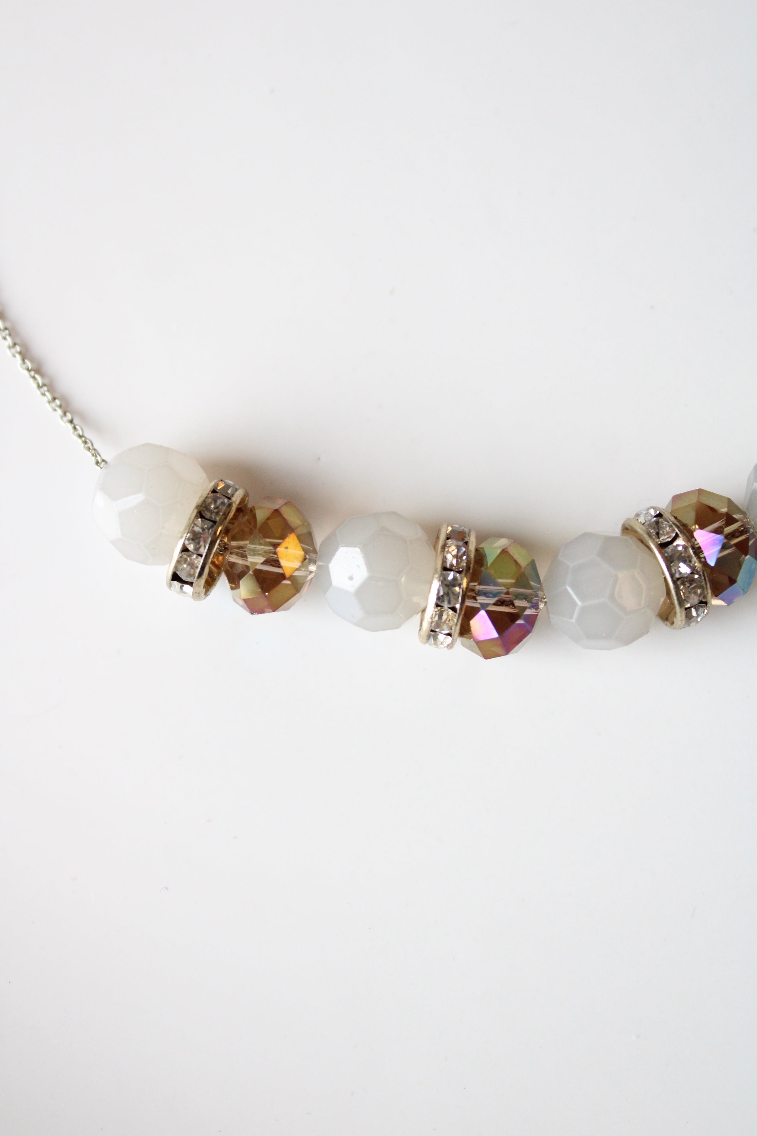 Champagne & Gray Glass Beaded Necklace