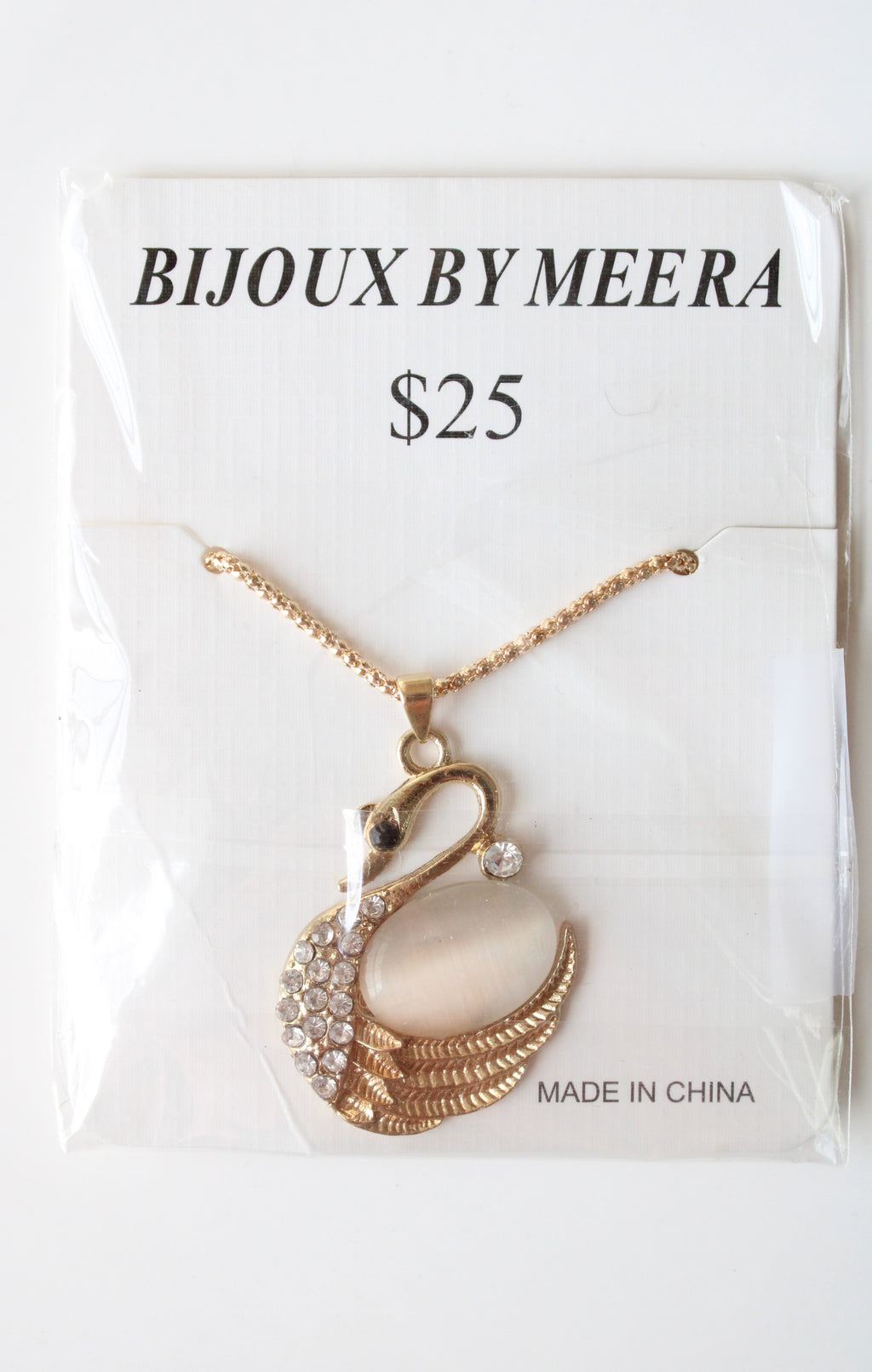 NEW Bijous By Meera Gold Swan Necklace
