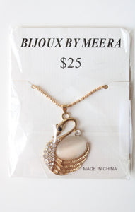 NEW Bijous By Meera Gold Swan Necklace