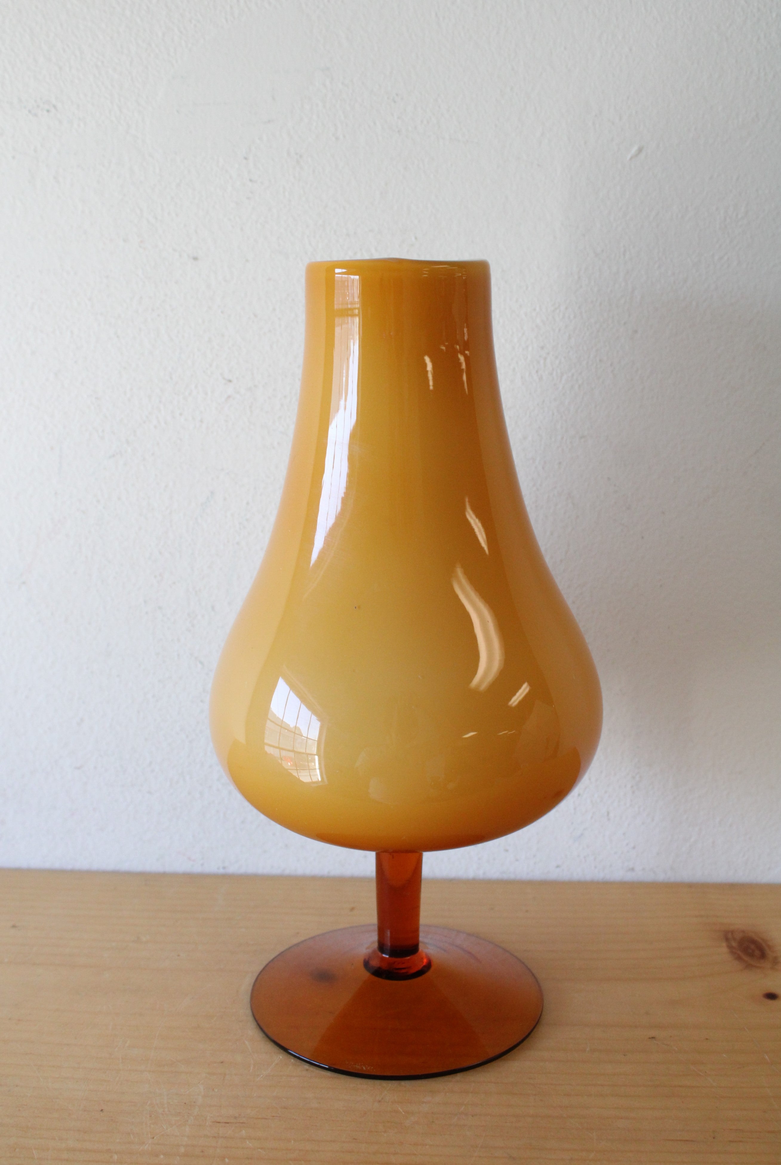 Vintage Yellow & Amber Glass Goblet Vase