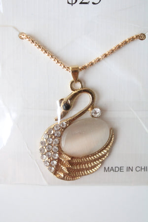 NEW Bijous By Meera Gold Swan Necklace