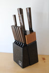 Black Speckled & Wooden Patterned 11-Piece Knife Block Set