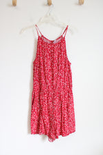 Old Navy Red Floral-Patterned Spaghetti Strap Romper | M