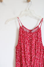 Old Navy Red Floral-Patterned Spaghetti Strap Romper | M